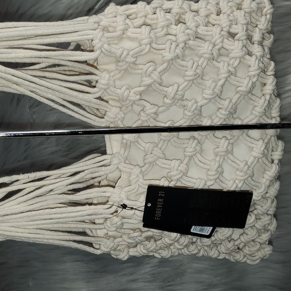Forever 21 ivory macrame hand bag - Picture 3 of 4